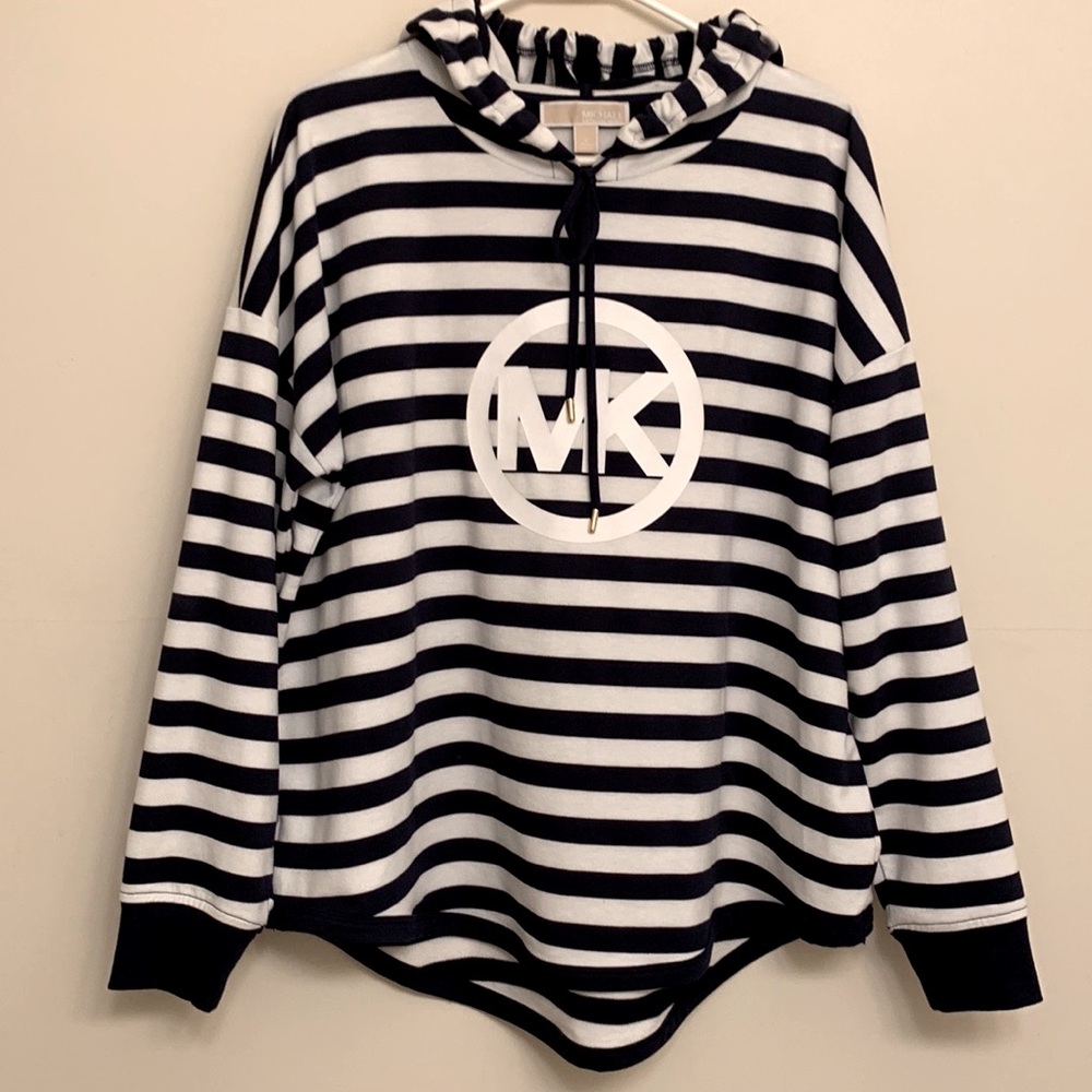 Michael Kors Navy White logo Hoodie - Picture 2 of 12